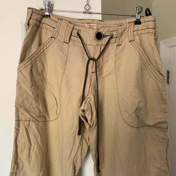 Free People Lightweight Khaki Flare Pants 6 8 - Picture 2 of 10